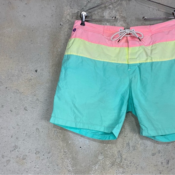 Scotch & Soda Other - Scotch & Soda colorblock striped aqua pink green swim trunks xl